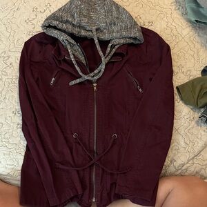 Love Tree Red and Gray Utility Jacket